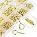 HELIFOUNER 200 Pieces 11 Sizes Brass Plated Steel Screw Eyes Assortment Kit