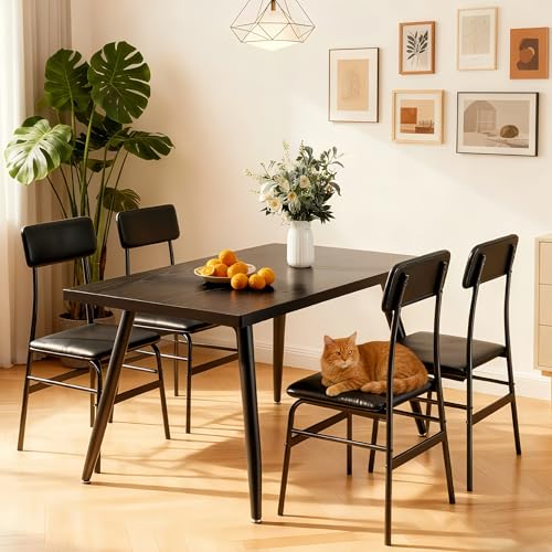 Gizoon 5-Piece Dining Table Set for 4, Small Space Kitchen Table with 4 Chairs, Easy Assembly,...