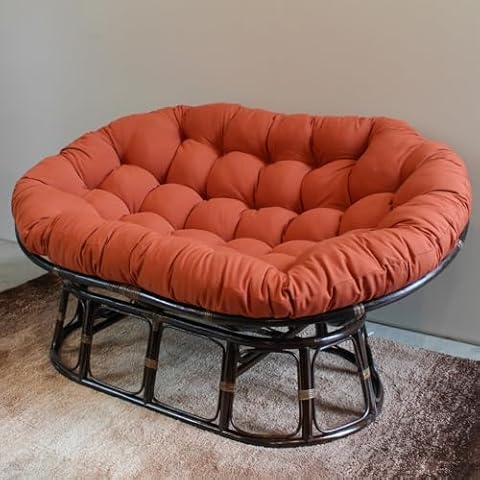 Maykoosh Artisanal Abode Rattan Double Papasan Chair with Twill Cushion Cover