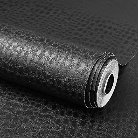 DHHOUSE Crocodile Black Wallpaper Peel and Stick, Textured Wallpaper for Wall 20.8 inches by 16.4 feet Cover