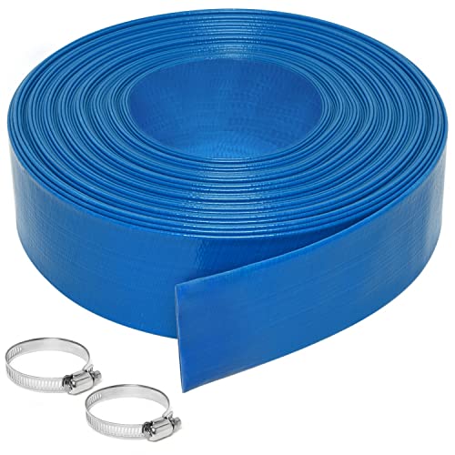 Gonioa 2 inches x 100 FT Heavy-Duty PVC Swimming Pool Backwash Hose, Reinforced Discharge Hose with...