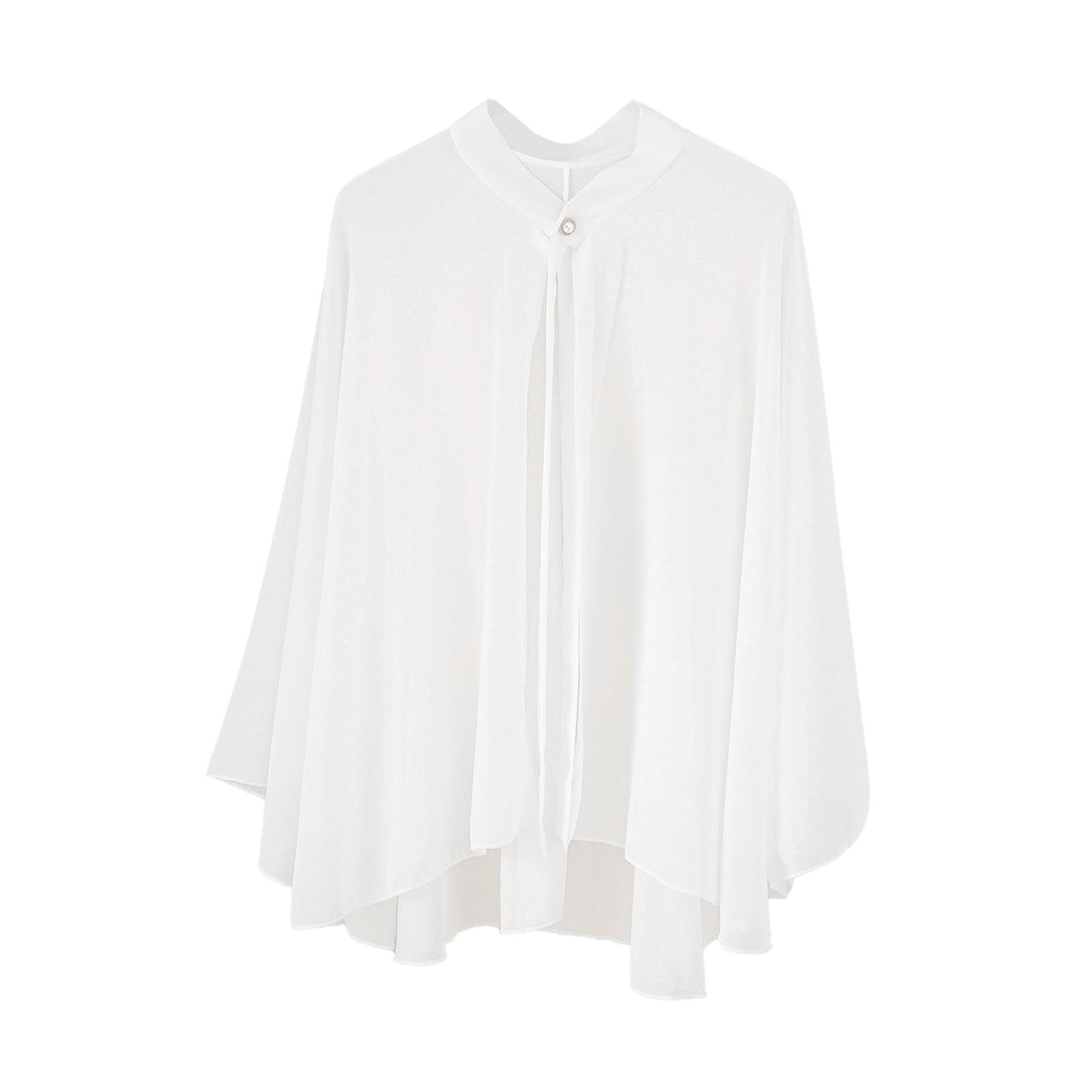 calandis Women Chiffon Shawl Wrap Sun Protection Sun Shawl For Party Dress White | | | Tops & Blouses-picture-11
