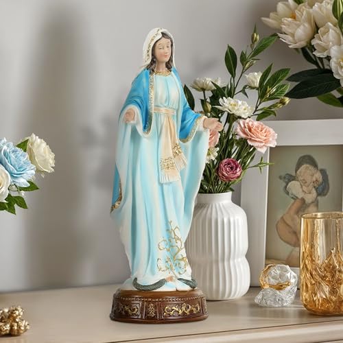 Estatua Virgen María Blanca con Azul 11.8 pulgadas miniatura 6