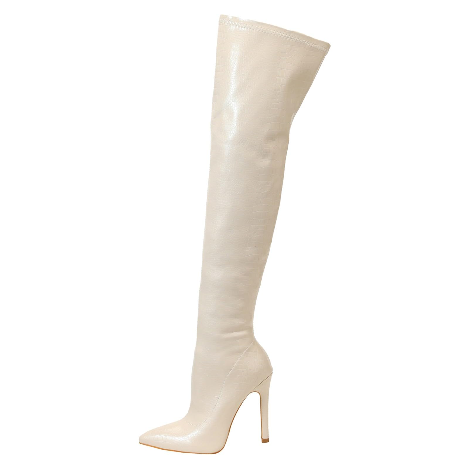 Botas de Invierno Mujer Zapatos de Mujer Botas Aguja Moda tacón Aguja hasta la Rodilla elásticas internas