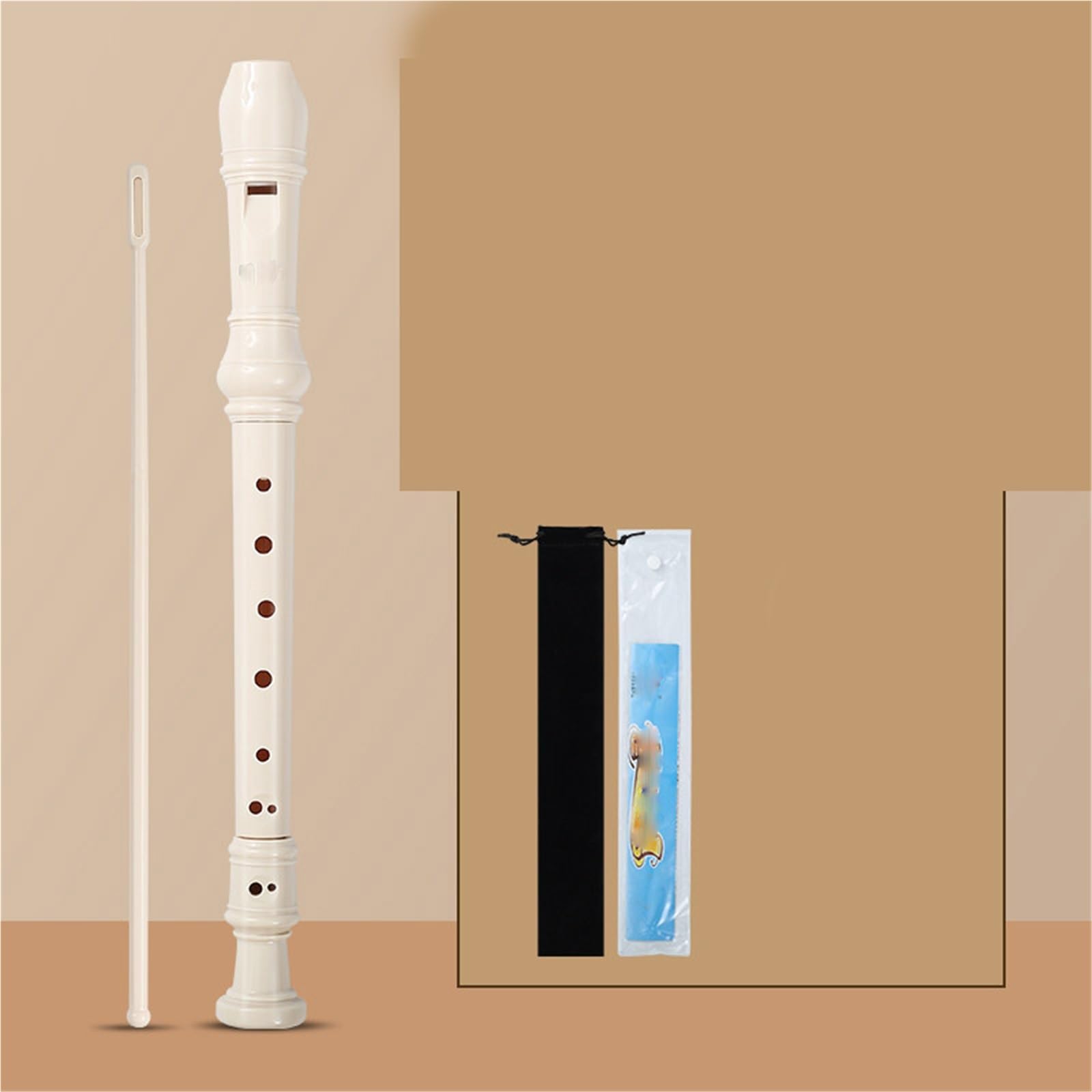 Flauta Dulce De 8 Agujeros (digitación Alemana) Instrumento Viento Madera ABS Flauta Dulce Principiantes(White)