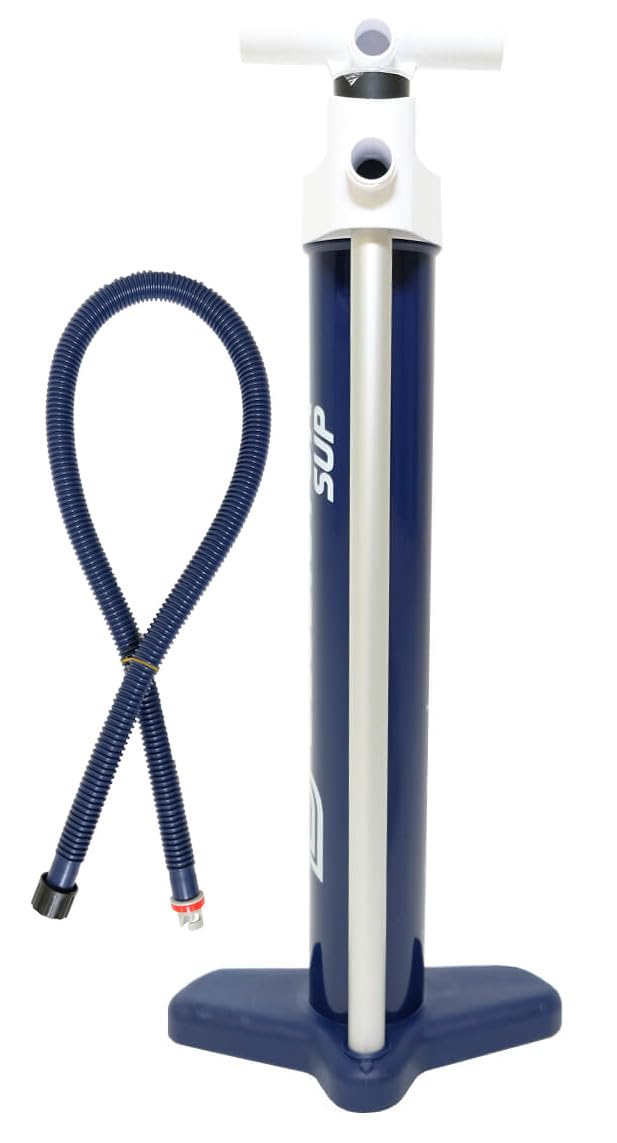 Generisch Gladiator SUP Pro Elite Double Action Handpumpe – blau I Max. 27,5 PSI I Dual-Pump-Funktion I Externe Alustange I Demontierbare Handgriffe I Inklusive Manometer