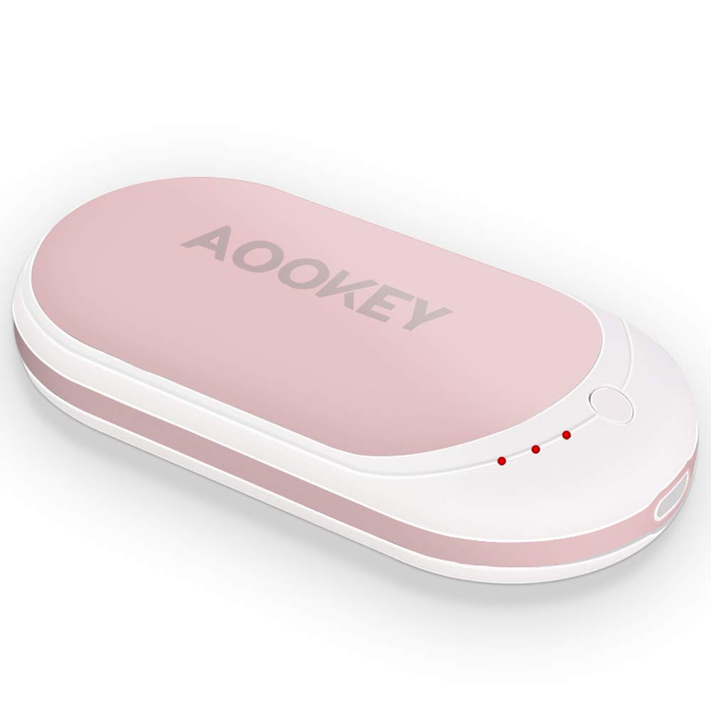 AOOKEY Hand Warmer Power Bank, 5200mAh USB Rechargeable Pocket Hand Warmer Portable Electric Hand Heater, Best Gifts for Men and Women in Cold Winter