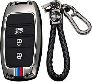 TECART Key Fob Cover Fit For Kia NIRO Forte Optima Sorento Rio Soul EV Sportage Key Accessories Protection 3/4 Buttons, 3-Button Braided Keychain-Black