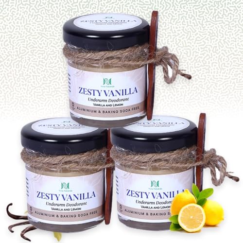 Image of Zesty Vanilla Deodorant for Men & Women | Free from Aluminium & Baking Soda | Deo for Men, Deo for Women, Deodorant Cream with Vanilla & Lemon (30 g, Pack of 3)