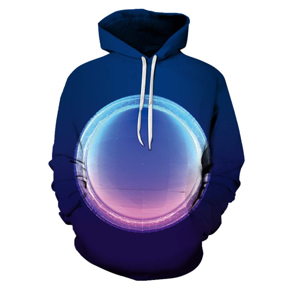 Mens Pullover Hoodie,Unisex Hoodies Pullover Sweatshirt Fashion Creative Geometric Round Navy Blue 3D Print Autumn Winter Hip Hop Loose Drawstring Long Sleeve Graphic Hoodies Tops with Pocket,Large