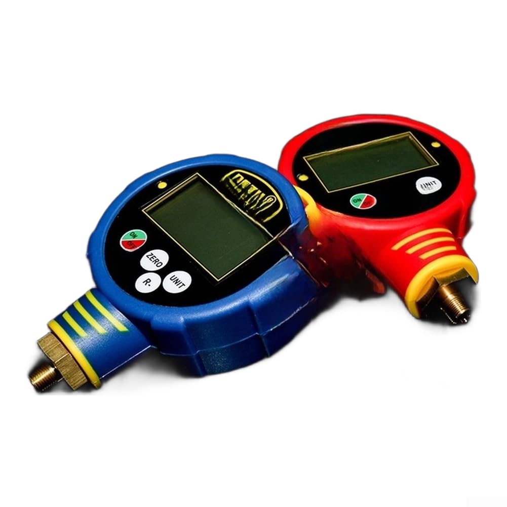 Medidor de presión digital para R32 HVAC, medidor de presión con 82 tipos de gas, base de datos, retroiluminación azul (B)