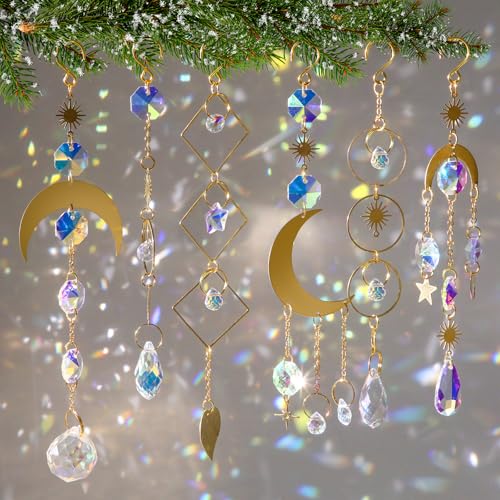 Siifert 24 Pcs Crystals Suncatcher Christmas Tree Decoration Hanging Crystals ...
