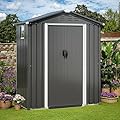 JY QAQA 5x3 FT Metal Outdoor Garden Storage Shed, Waterproof Metal Garden Sheds with Window and Lockable Double Door, Weather Resistant Steel Tool Storage House Shed for Patio, Lawn Gray