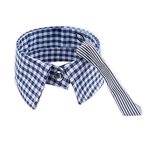 Emily-Pets-Dog-Collar-Bow-Tie-Adjustable-Size-Small-Medium-Durable-Soft-Pet-Friendly-Hemp-with-Fancy-Check-Patter-PolycottonXSBlue-White