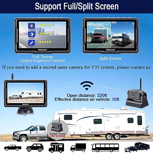 DoHonest Wireless Backup Camera Magnetic: Scratch-Proof Truck Trailer Hitch Rear View Camera HD 1080P No Wiring No Drilling Rechargeable 5 Inch Monitor System for Car RV Camper -V35 - Image 4