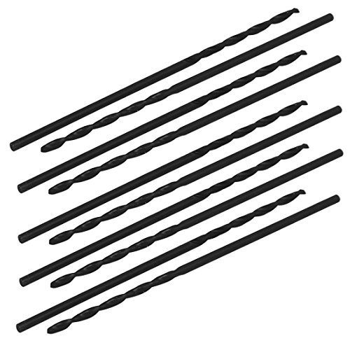 Aexit 1.3mm Dia Tool Holder 48mm Long HSS Spiral Flute Straight Drill Hole Twist Drill Bit Black 10pcs Model:26as209qo124