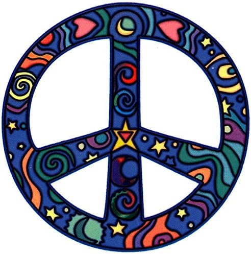 Cosmos Hippie Peace Sign - Window Sticker / Decal - Circular 4.5” Translucent