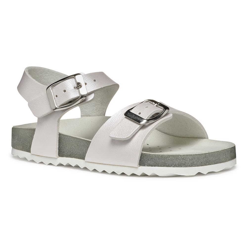 Geox J Adriel Girl I, Girls’ Sandal, White/Silver,