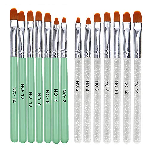 MWOOT 14 PCS Nägel Pinsel UV-Gel Pinselset Perfekt für Gel & Acryl Nägel Nailart