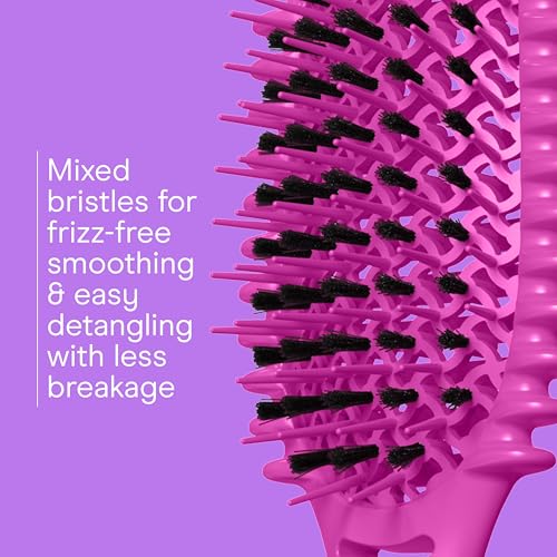 Image of Conair Curl Define Pro Detangler Brush for Curly Hair, Dual-Vent Design with Continuous Grooves, Mixed Bristles for Frizz-Free Detangling, Smoothing, and Curl Definition, Hot Pink