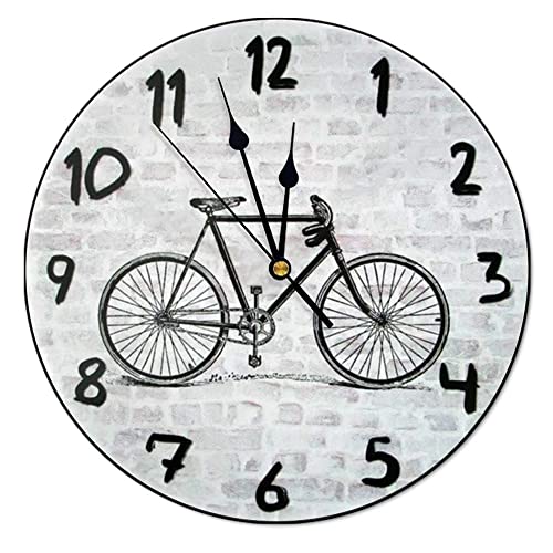 godblessign Bicycle Wall Clock Rustic Urban Decor Wall Clock 10 Inch Silent Non-Ticking Wooden Wall Clocks Battery Operated Farmhouse Wall Decor Home Decor Bike Gifts for Men