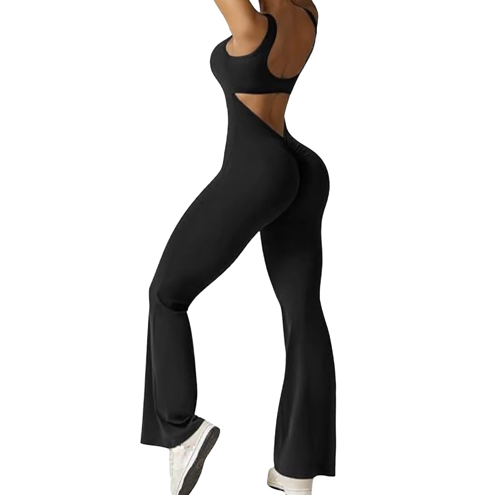 Combinaison Une pièce Femme avec Effet Sculptant fessier, col Rond et Dos Nu, sans Couture, idéale pour Le Yoga, la Gym et Le Quotidien, Taille Unique Extensible