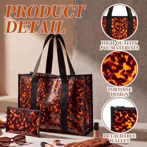 Bolsa Tote de PVC color tortuga con pouch desmontable miniatura 5