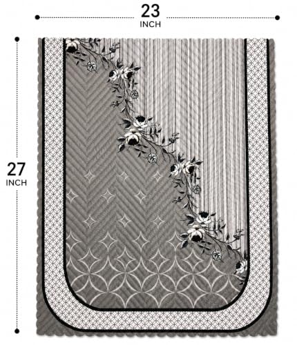 Image of Printed 7 Seater L-Shape Sofa Cover with Arm Covers, Quilted Texture, Sectional Couch Protector for Living Room-Pack of 15 (Grey Vine)