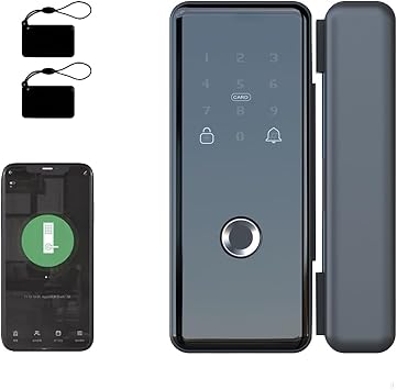Tuya WiFi Smart Fingerprint Door Lock 5-in-1 Keyless Entry for Glass Doors | Control remotely via app and seamlessly lock or unlock using Alexa voice commands for complete smart home safety