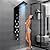 LED Shower Panel Tower System, Hydroelectricity Display Rain Massage Full Body Shower System with Jets, Bathroom 6-Function Shower Tower with LED Rainfall Waterfall Shower Head, Black