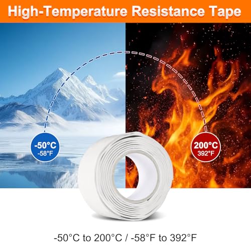 Image of uxcell 2 Pcs Self Fusing Silicone Tape, 1 inch x 3ft Waterproof Water Leak Sealing Tape for Plumbing Pipe Hose Repair Handles, White (0.5mm Thick)