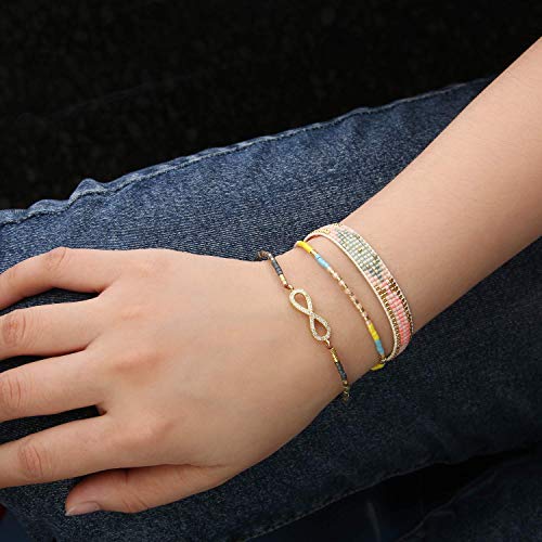 Image of KELITCH Boho Women Crystal Shell Beaded Friendship Bracelets Handmade Strand Bracelet Bangles Jewelry