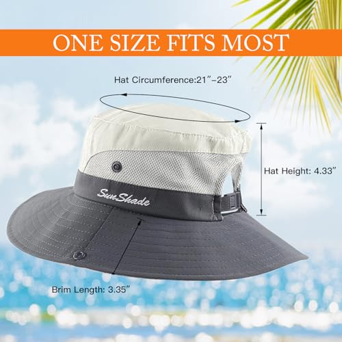 Image of Sun Hats for Women Beach Hat Ponytail Hat Womens Sun Hat with UV Protection Wide Brim