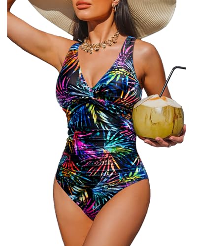 Image of Holipick Women Tummy Control One Piece Swimsuit - Push Up Bathing Suit Full Coverage Slimming Swimwear