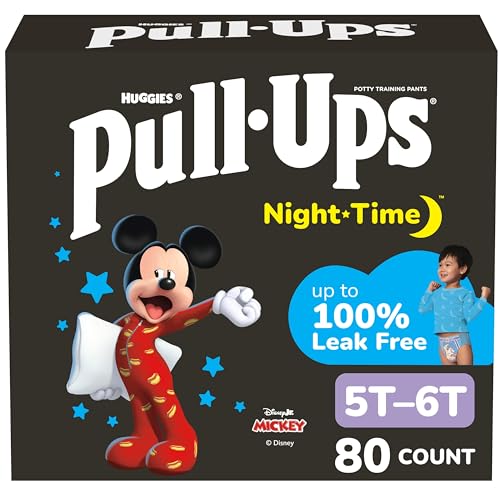 Pull-Ups Boys Night-Time Potty Training Pants Size 5T-6T Overnight Training Underwear (46-60 lbs) 80 Ct