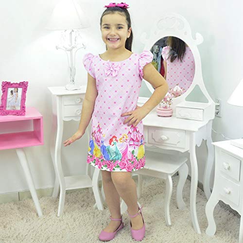 Vestido Princesas da Disney - Tubinho trapézio Rosa