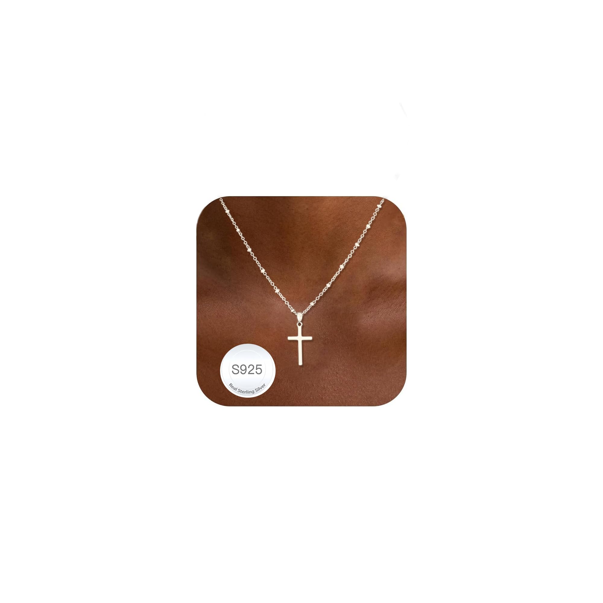 Avotto Kreuz Kette Damen Silberkette 925 Cross Necklace Women, Silber Kreuz Kette Damen Halskette Kreuz Ketten Silber Jewellry Gifts