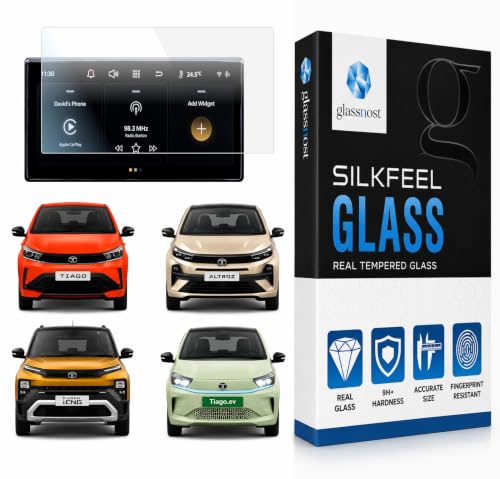 Image of TEMPERED GLASS For TATA TIAGO, PUNCH, ALTROZ & TIAGO EV 2026 Facelift 8 inch Infotainment || Universal High Definition Screen Guard || Anti Scratch || Water Resistant || 9H Hardness || Bubble Free Installation || Robust Protector For Tata Base Model | Car Radio | CarPlay Protective Accessory 2025+ || [REAL GLASS. NOT PLASTIC]