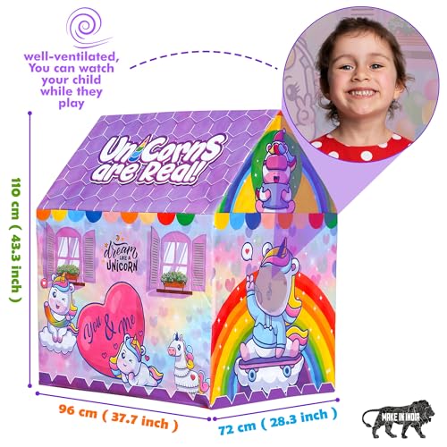 Zest 4 Toyz Unicorn Foldable Tent House for Girls Kids 5 +Years Hut Style Tent House for Girls (Size 110 cm - Purple)