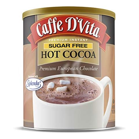 Caffe D'Vita Sugar Free Hot Cocoa Mix - Sugar Free Hot Chocolate Mix, Gluten Free, Low Fat, No Cholesterol, No Hydrogenated Oils, No Trans Fat, Kosher, Hot Cocoa Mix Bulk - 10 Oz Can Cover