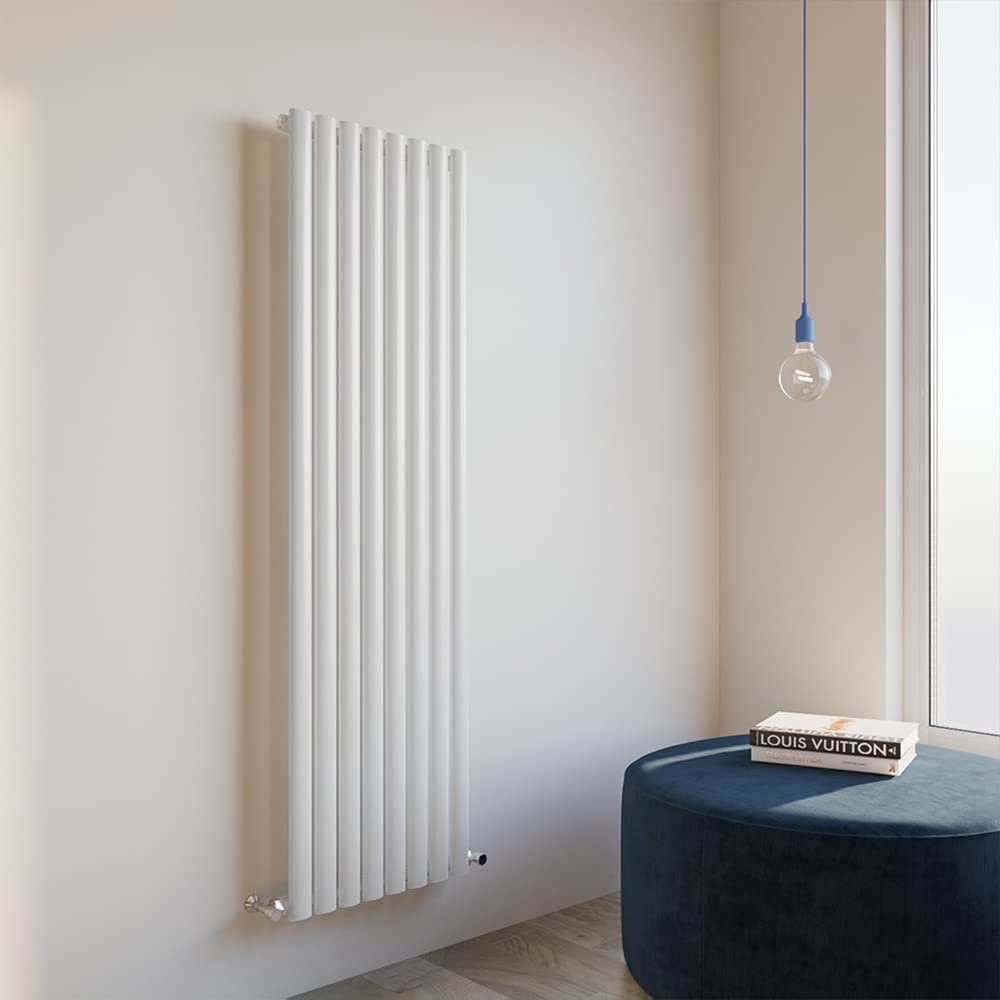 Oval Column Radiator 1600x472mm Vertical Design Single Central Heating White Rad