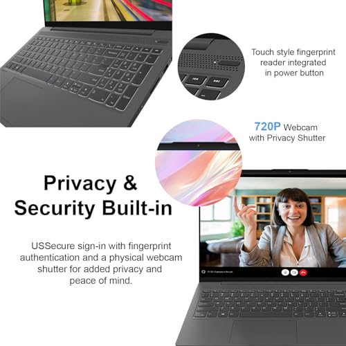 Image of Lenovo Ideapad 5 15.6 inch FHD Touchscreen Laptop | Intel Core i5 Processor | Windows 11 | 8GB RAM | 1TB PCIe SSD | Full-Size Backlit Keyboard | Fingerprint Reader & Privacy Shutter | Dolby Audio