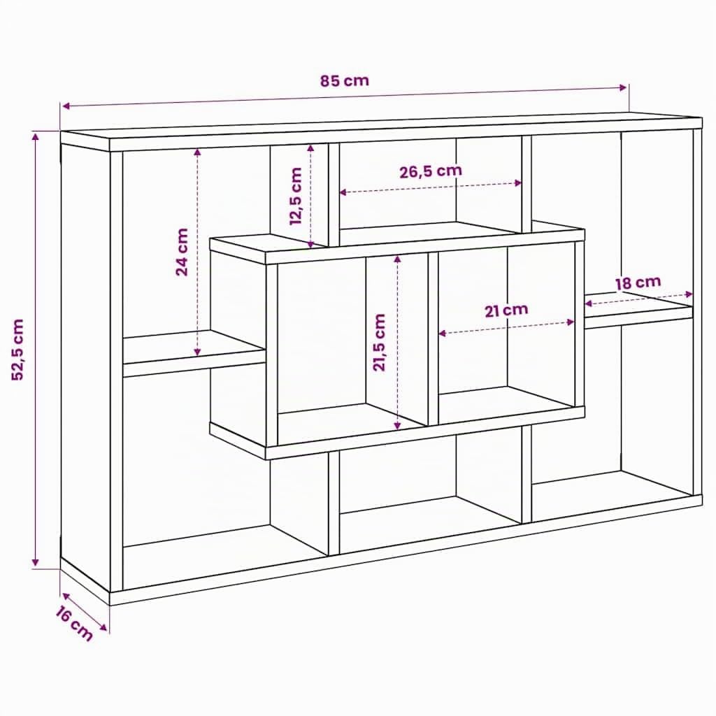 vidaXL Wandregal Altholz 85x16x52,5 cm Holzwerkstoff