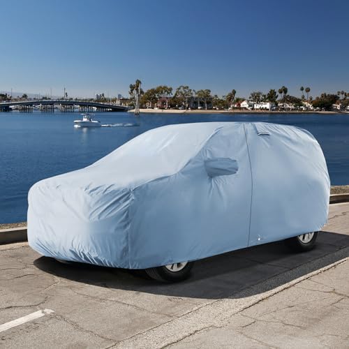 Image of iCarCover 18-Layers Premium Universal Fit SUV Car Cover Waterproof All Weather Sun Rain Snow UV Protection Outdoor Indoor Full Exterior Covers for Automobiles Sedan Hatch Coupe Fit for 210-216 inch