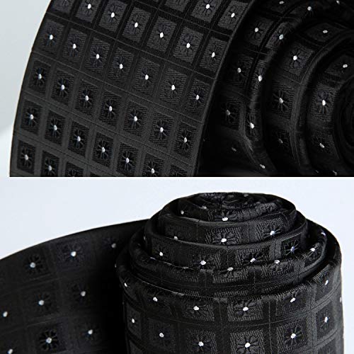Image of HISDERN Mens Ties Plaid Tie and Pocket Square Set Classic Woven Formal Checkered Neckties & Handkerchief Wedding Party