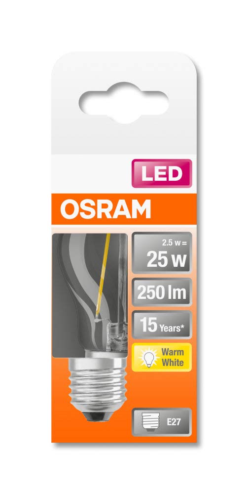 OSRAM LED Retrofit CLASSIC P DIM Lote de 10 x Bombilla LED, Casquillo E27, 2700 K, 2,80 W, Equivalente a 25W, Blanco cálido