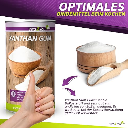 Vita2You Xanthan Gum 250g - Bindemittel - Glutenfrei - Xanthan Pulver in Lebensmittelqualität - Stabilisator - Vegan - Premium Qualität