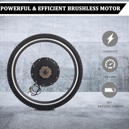 LALAHO Electric Bike Conversion Kit, 48V 500W Ebike Conversion Kit, 26" E-Bike Conversion Kits with PAS, LCD Display, Aluminum Alloy Frame and Gearless Hub Motor(Rear Wheel w/Flywheel)