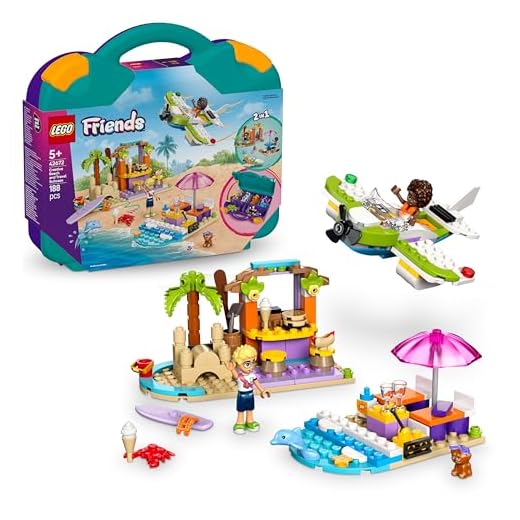 LEGO Friends 2in1 Creative Beach and Travel Suitcase Set for Kids, with a Plane Toy, 2 Mini Dolls, Dog & Dolphin Figures, Birthday Gift for 5 Plus Year Old Girls, Comes in a Handy Sorting Box 42672