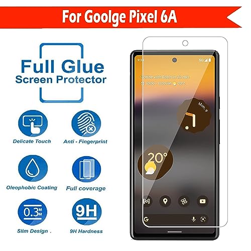 Image of Tempered Glass Screen Protector Compatible for Google Pixel 7A /6A with Full Screen Coverage; Except Edges and Easy Installation Kit(Transparent), Pack of 1